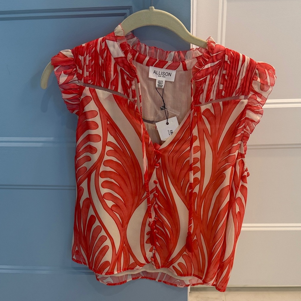 Allison Red and White Women's Blouse